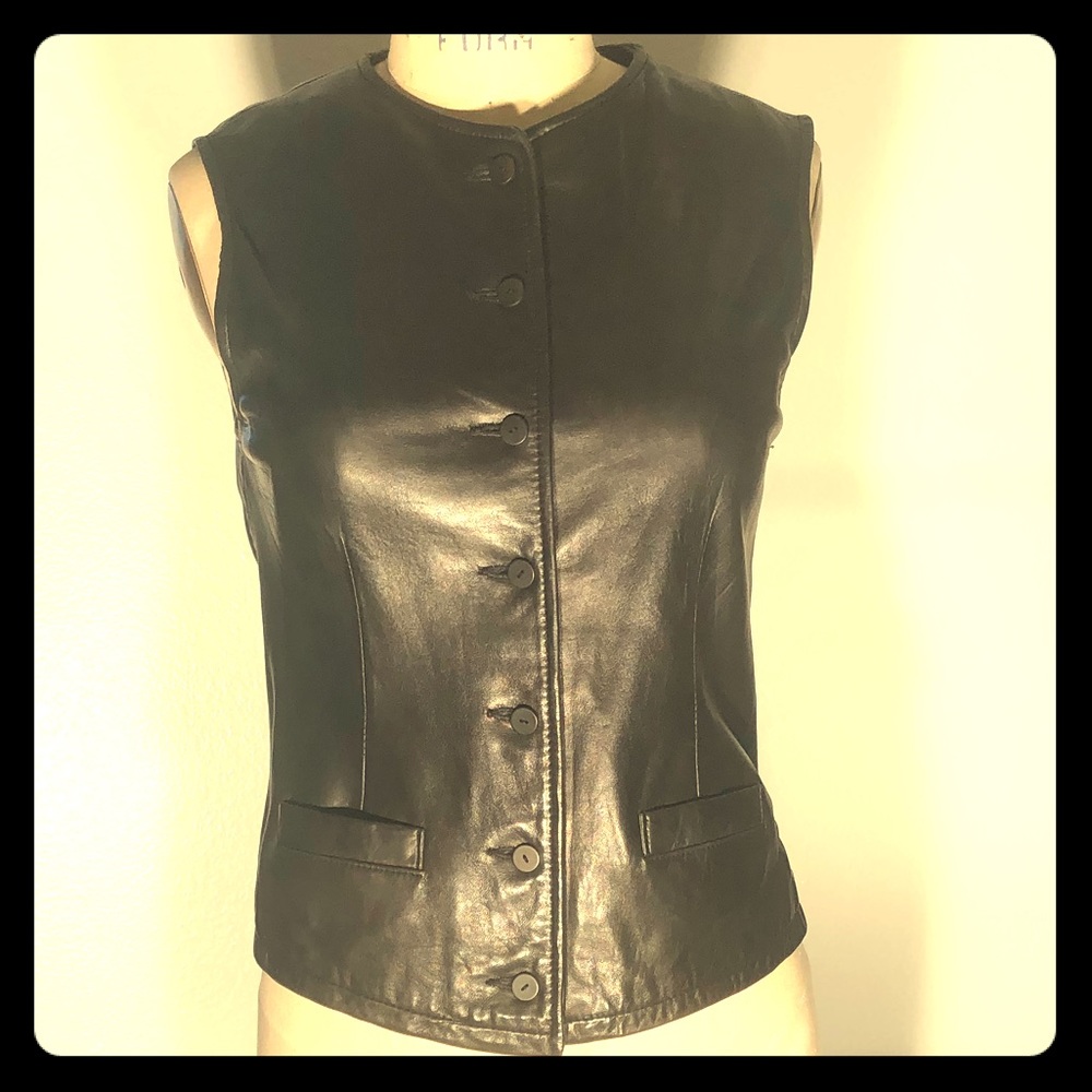 Extra soft BR black leather vest.
